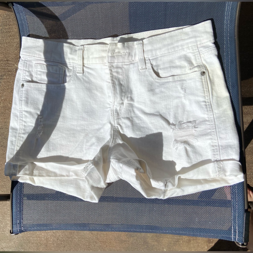 Boyfriend Style White Denim Shorts